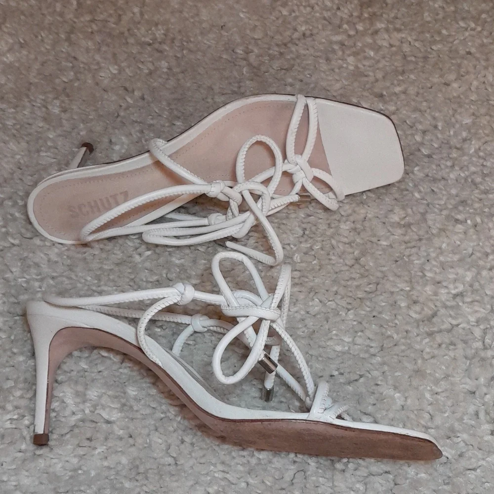 SCHUTZ WHITE belize Knotted Sandals Size 9.5 - Picture 8 of 16